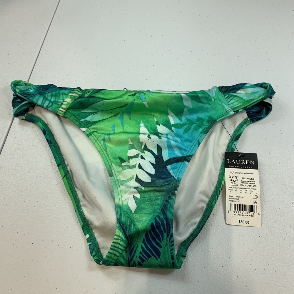 Lauren Ralph Lauren Swim Bikini Bottoms 6 Cartago Palms Twist Side Tropical